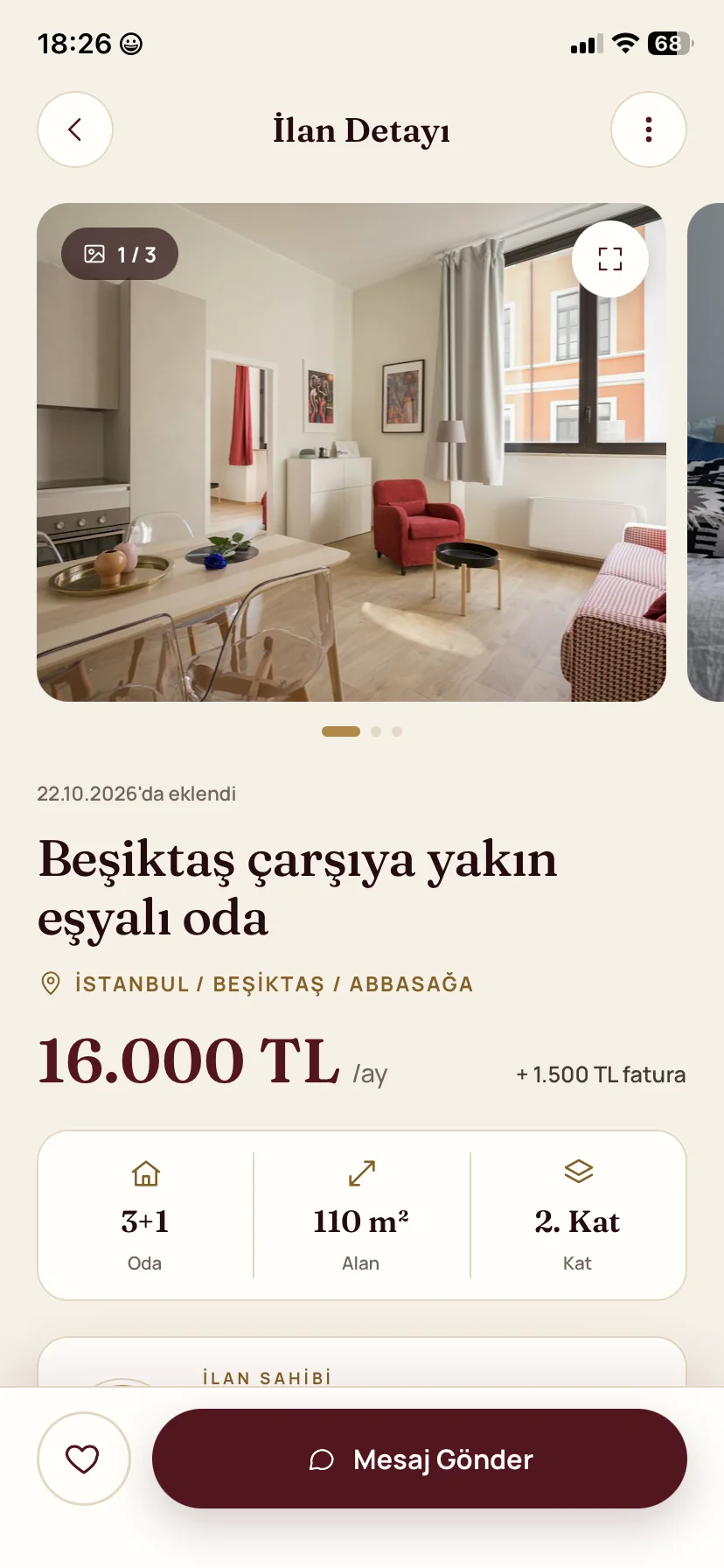 İlan detayı ekranı