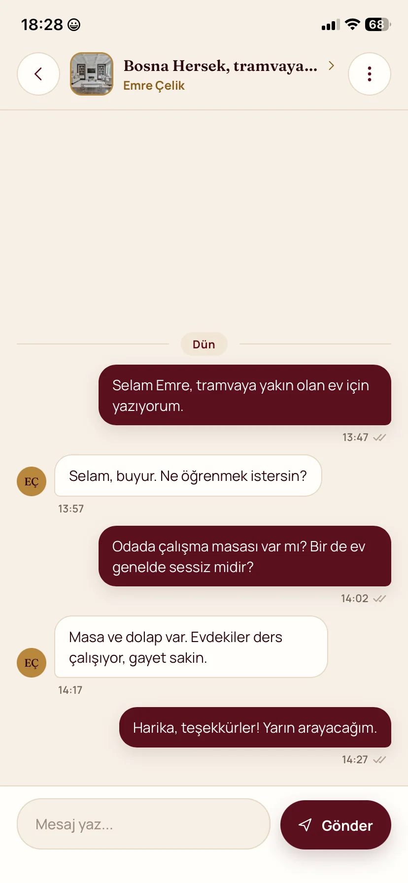 Sohbet ekranı